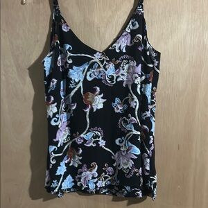 White House Black Market Floral Reversible Camisole with V-Neck and Fitted Style